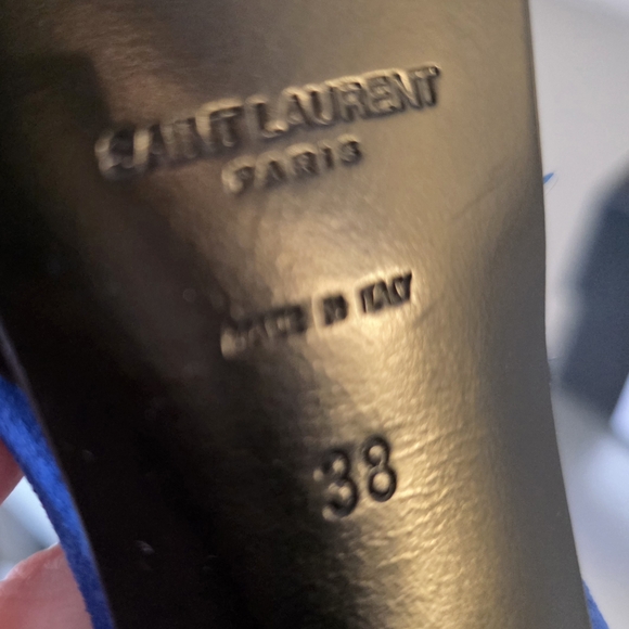 Saint Laurent Blue Suede Platform Stiletto Ankle Strap Buckle Heels EU 38 - Picture 12 of 13